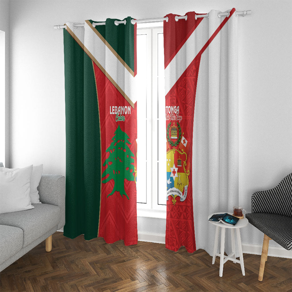 Rugby Tonga and Lebanon Window Curtain Mate Maa Tonga Cedars Together LT14 With Grommets Multicolor - Polynesian Pride
