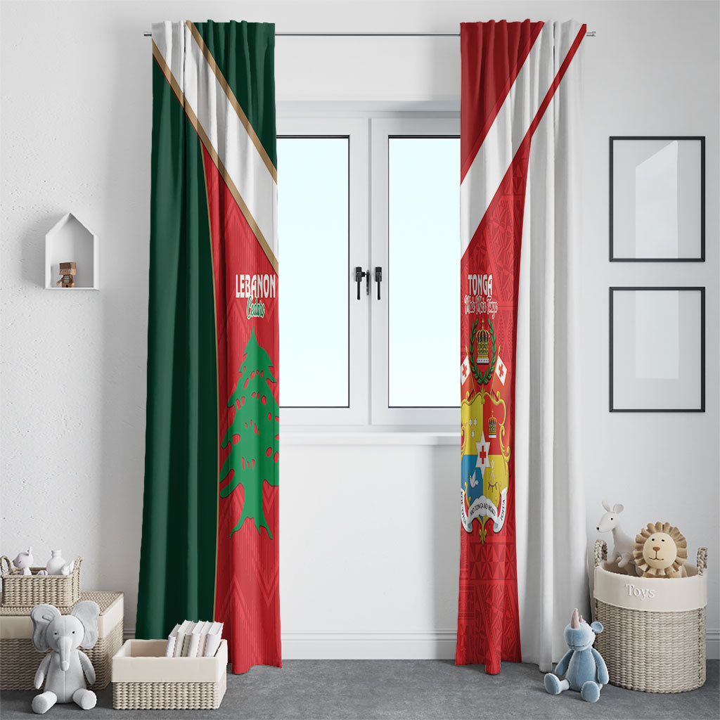 Rugby Tonga and Lebanon Window Curtain Mate Maa Tonga Cedars Together LT14 - Polynesian Pride