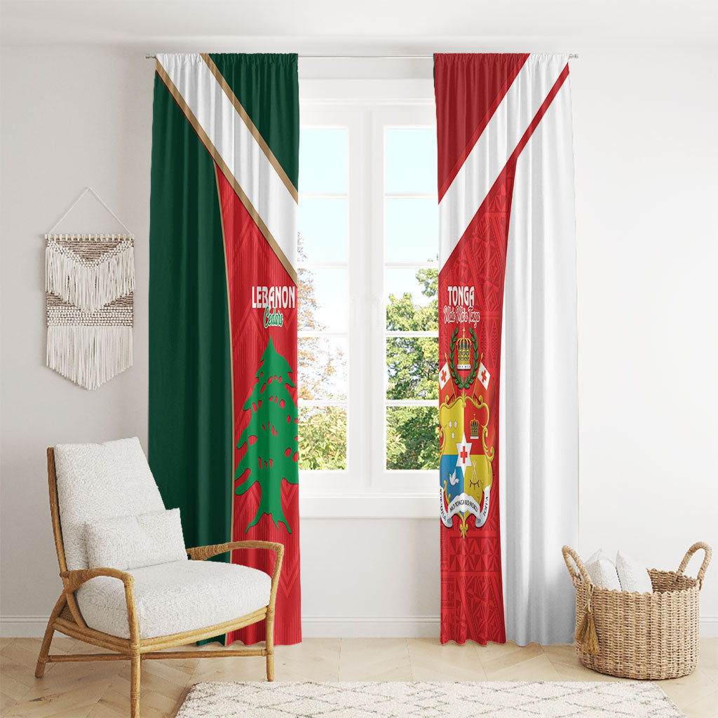 Rugby Tonga and Lebanon Window Curtain Mate Maa Tonga Cedars Together LT14 - Polynesian Pride