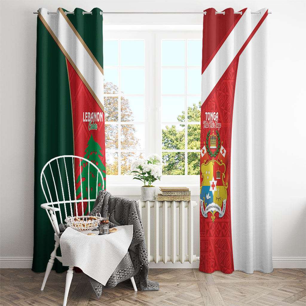 Rugby Tonga and Lebanon Window Curtain Mate Maa Tonga Cedars Together LT14 - Polynesian Pride
