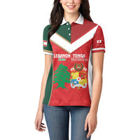 Custom Rugby Tonga and Lebanon Women Polo Shirt Mate Maa Tonga Cedars Together LT14 - Polynesian Pride