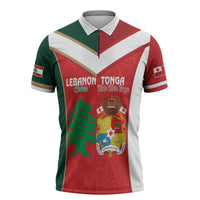Custom Rugby Tonga and Lebanon Zipper Polo Shirt Mate Maa Tonga Cedars Together LT14 Multicolor - Polynesian Pride
