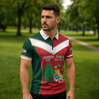 Custom Rugby Tonga and Lebanon Zipper Polo Shirt Mate Maa Tonga Cedars Together LT14 - Polynesian Pride