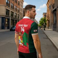 Custom Rugby Tonga and Lebanon Zipper Polo Shirt Mate Maa Tonga Cedars Together LT14 - Polynesian Pride