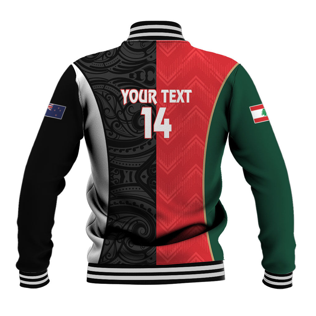 Custom Rugby New Zealand and Lebanon Baseball Jacket All Black Cedars Together LT14 - Polynesian Pride