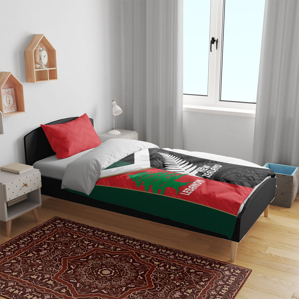 Rugby New Zealand and Lebanon Bedding Set All Black Cedars Together LT14 - Polynesian Pride