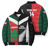 Custom Rugby New Zealand and Lebanon Bomber Puffer Jacket All Black Cedars Together LT14 - Polynesian Pride