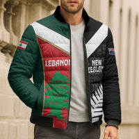 Custom Rugby New Zealand and Lebanon Bomber Puffer Jacket All Black Cedars Together LT14 - Polynesian Pride