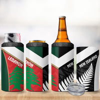 Rugby New Zealand and Lebanon 4 in 1 Can Cooler Tumbler All Black Cedars Together LT14 - Polynesian Pride
