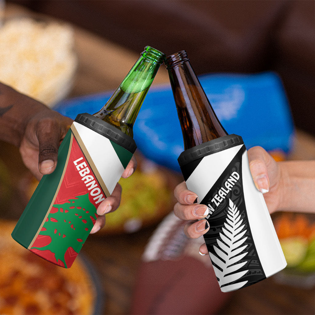 Rugby New Zealand and Lebanon 4 in 1 Can Cooler Tumbler All Black Cedars Together LT14 - Polynesian Pride