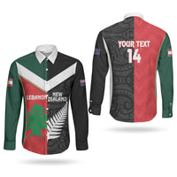 Custom Rugby New Zealand and Lebanon Couples Matching Summer Maxi Dress and Long Sleeve Button Shirt All Black Cedars Together LT14 - Polynesian Pride