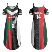 Custom Rugby New Zealand and Lebanon Couples Matching Summer Maxi Dress and Long Sleeve Button Shirt All Black Cedars Together LT14 - Polynesian Pride