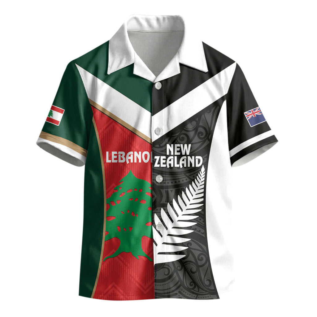 Custom Rugby New Zealand and Lebanon Kid Hawaiian Shirt All Black Cedars Together LT14 - Polynesian Pride