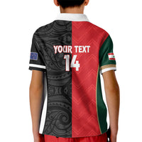 Custom Rugby New Zealand and Lebanon Kid Polo Shirt All Black Cedars Together LT14 - Polynesian Pride