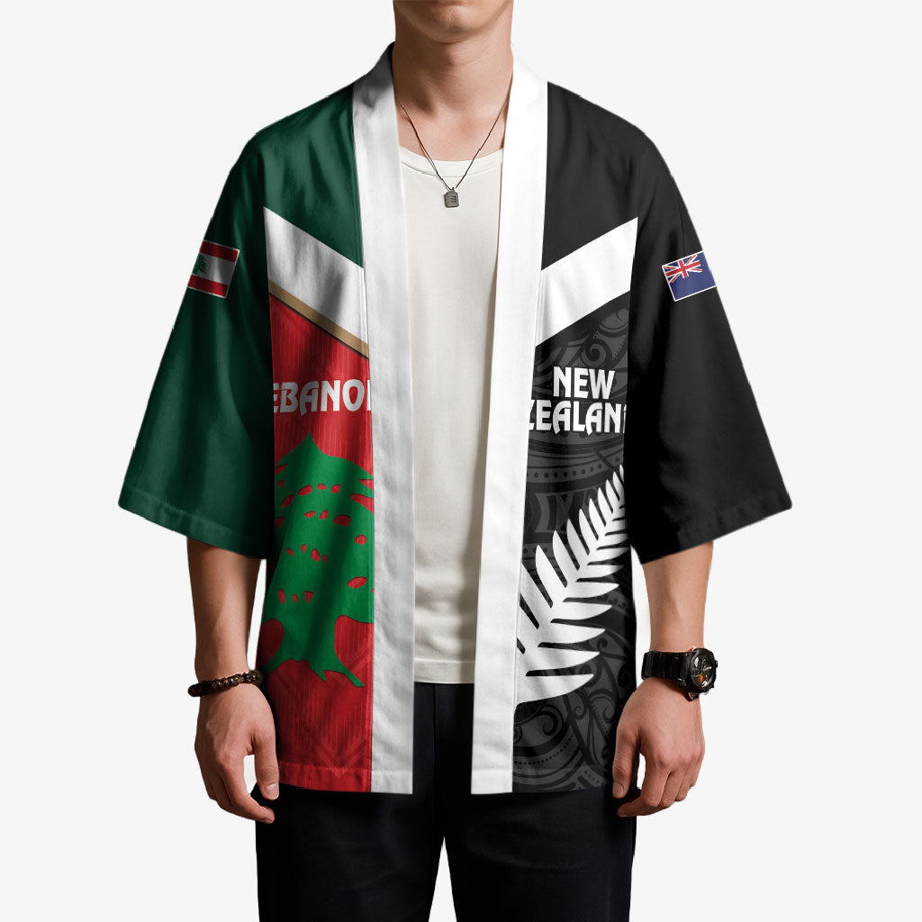 Custom Rugby New Zealand and Lebanon Kimono All Black Cedars Together LT14 - Polynesian Pride