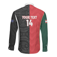 Custom Rugby New Zealand and Lebanon Long Sleeve Button Shirt All Black Cedars Together LT14 - Polynesian Pride