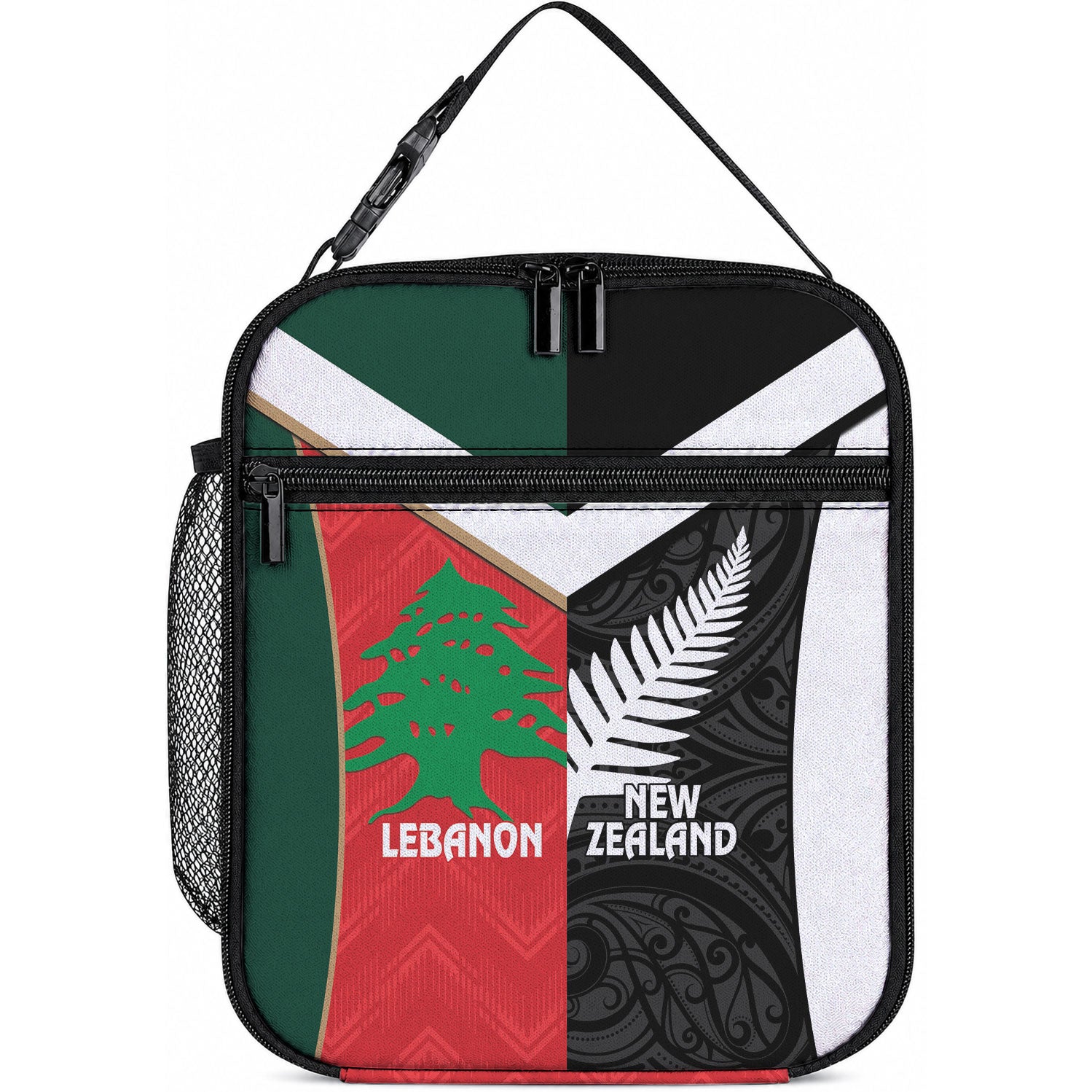Rugby New Zealand and Lebanon Lunch Bag All Black Cedars Together LT14 10.2 × 8.3 × 4.3 inch Multicolor - Polynesian Pride