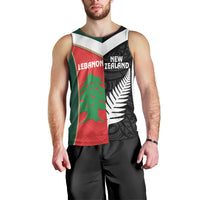Custom Rugby New Zealand and Lebanon Men Tank Top All Black Cedars Together LT14 - Polynesian Pride