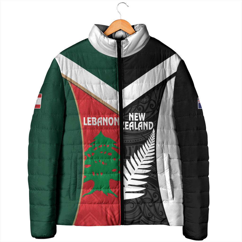 Custom Rugby New Zealand and Lebanon Padded Jacket All Black Cedars Together LT14 - Polynesian Pride