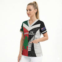 Custom Rugby New Zealand and Lebanon Scrub Top All Black Cedars Together LT14 - Polynesian Pride
