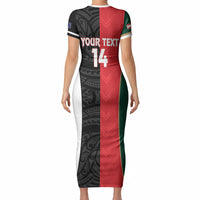 Custom Rugby New Zealand and Lebanon Short Sleeve Bodycon Dress All Black Cedars Together LT14 - Polynesian Pride