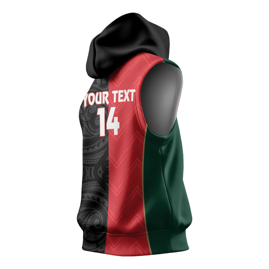 Custom Rugby New Zealand and Lebanon Sleeveless Hoodie All Black Cedars Together LT14 - Polynesian Pride