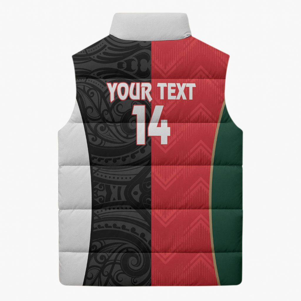 Custom Rugby New Zealand and Lebanon Sleeveless Puffer Jacket All Black Cedars Together LT14 - Polynesian Pride
