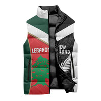 Custom Rugby New Zealand and Lebanon Sleeveless Puffer Jacket All Black Cedars Together LT14 - Polynesian Pride