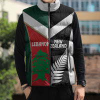 Custom Rugby New Zealand and Lebanon Sleeveless Puffer Jacket All Black Cedars Together LT14 - Polynesian Pride