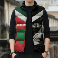 Custom Rugby New Zealand and Lebanon Sleeveless Puffer Jacket All Black Cedars Together LT14 - Polynesian Pride