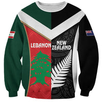 Custom Rugby New Zealand and Lebanon Sweatshirt All Black Cedars Together LT14 Unisex Multicolor - Polynesian Pride