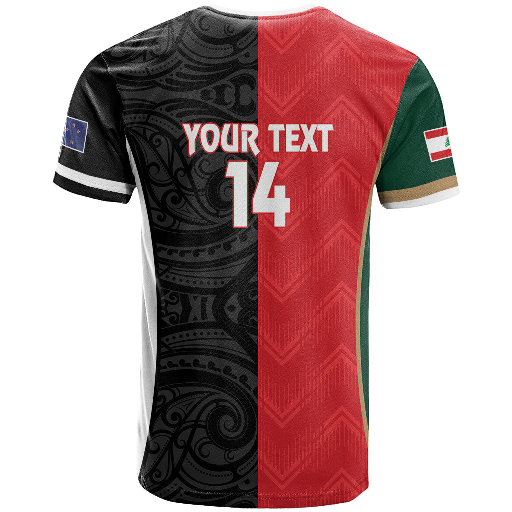 Custom Rugby New Zealand and Lebanon T Shirt All Black Cedars Together LT14 - Polynesian Pride