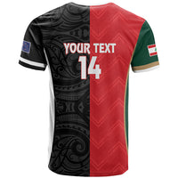Custom Rugby New Zealand and Lebanon T Shirt All Black Cedars Together LT14 - Polynesian Pride