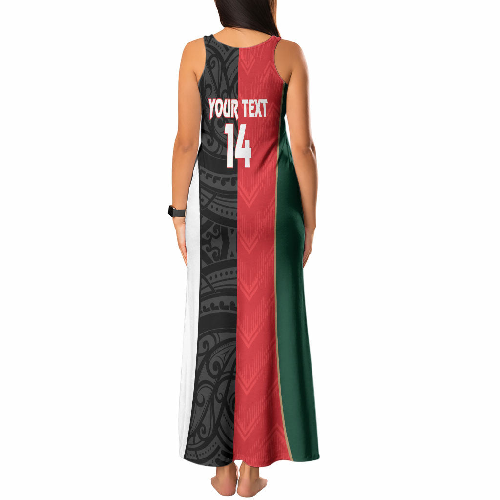 Custom Rugby New Zealand and Lebanon Tank Maxi Dress All Black Cedars Together LT14 - Polynesian Pride