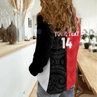 Custom Rugby New Zealand and Lebanon Women Casual Shirt All Black Cedars Together LT14 - Polynesian Pride