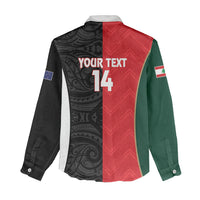 Custom Rugby New Zealand and Lebanon Women Casual Shirt All Black Cedars Together LT14 - Polynesian Pride