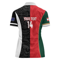 Custom Rugby New Zealand and Lebanon Women Polo Shirt All Black Cedars Together LT14 - Polynesian Pride