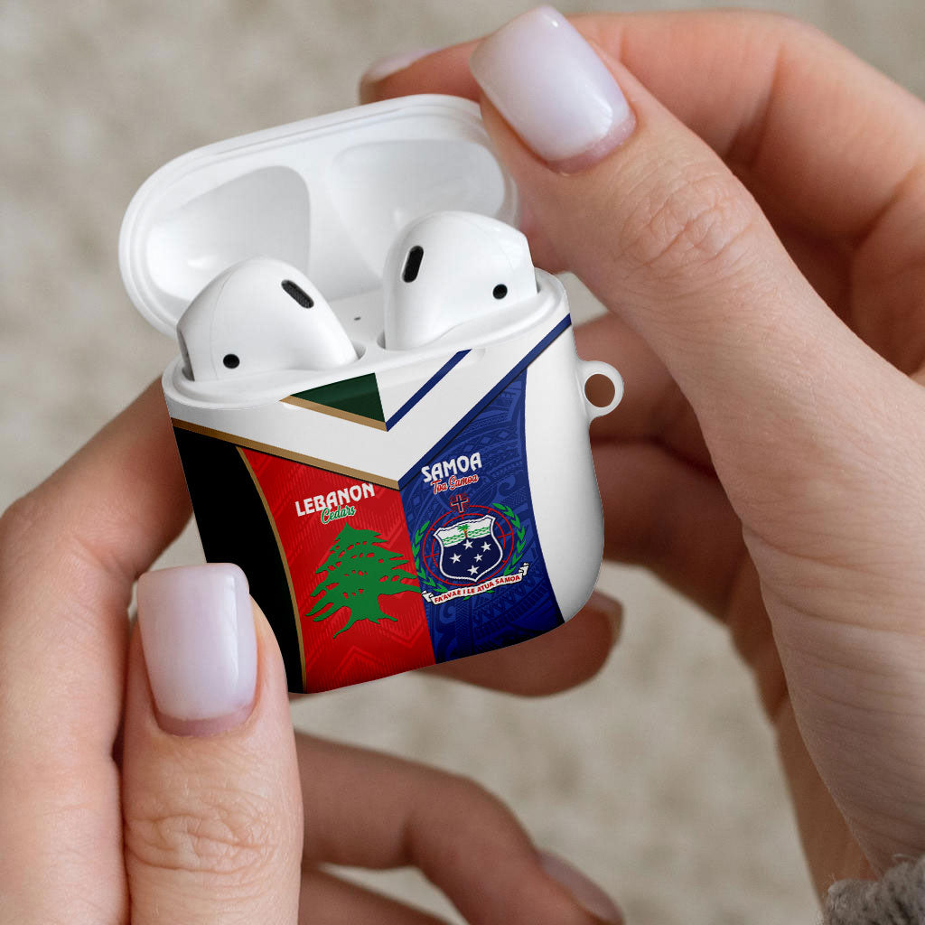 Rugby Samoa and Lebanon AirPods Case Toa Samoa Cedars Together LT14 - Polynesian Pride