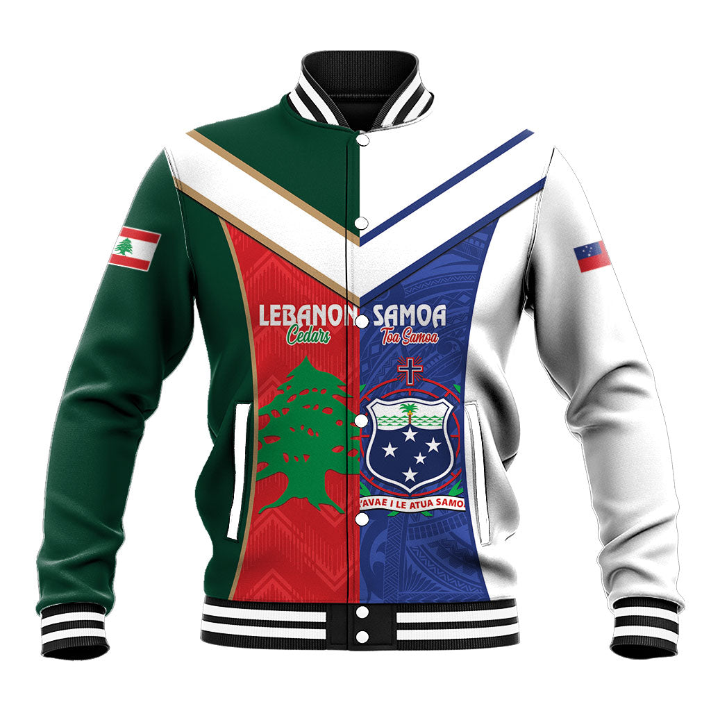 Custom Rugby Samoa and Lebanon Baseball Jacket Toa Samoa Cedars Together LT14 Unisex Multicolor - Polynesian Pride