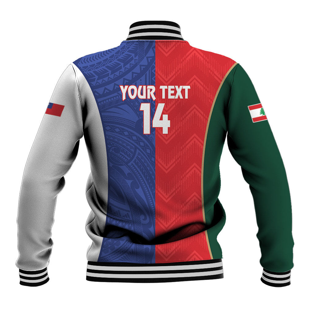 Custom Rugby Samoa and Lebanon Baseball Jacket Toa Samoa Cedars Together LT14 - Polynesian Pride