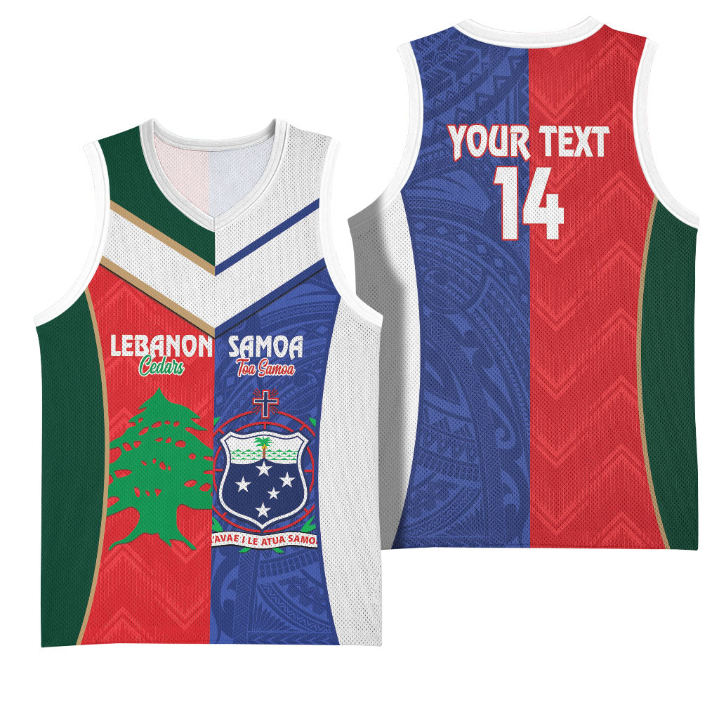 Custom Rugby Samoa and Lebanon Basketball Jersey Toa Samoa Cedars Together LT14 - Polynesian Pride