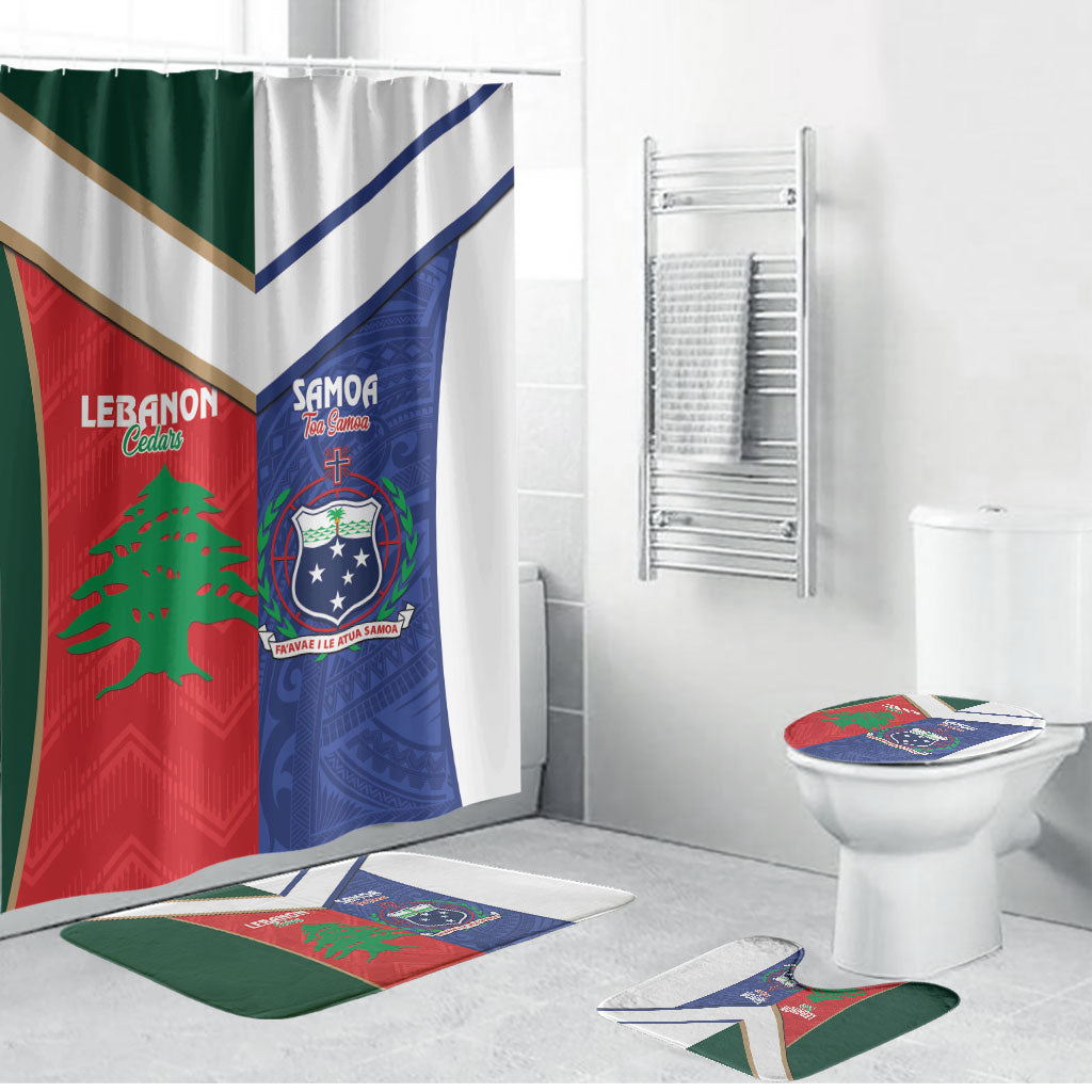 Rugby Samoa and Lebanon Bathroom Set Toa Samoa Cedars Together LT14 Bathroom Set (4 pcs) Multicolor - Polynesian Pride