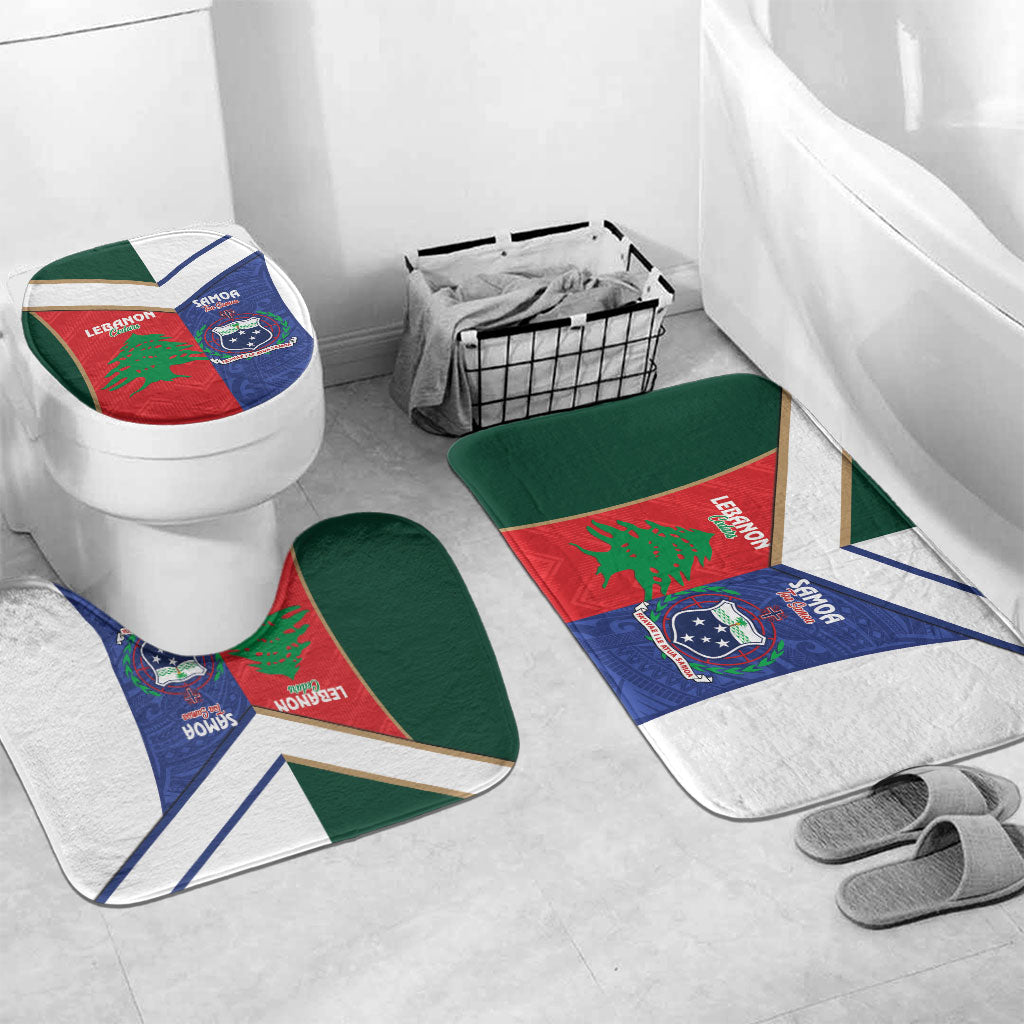 Rugby Samoa and Lebanon Bathroom Set Toa Samoa Cedars Together LT14 Mat Set Only (3 pcs) One Size Multicolor - Polynesian Pride