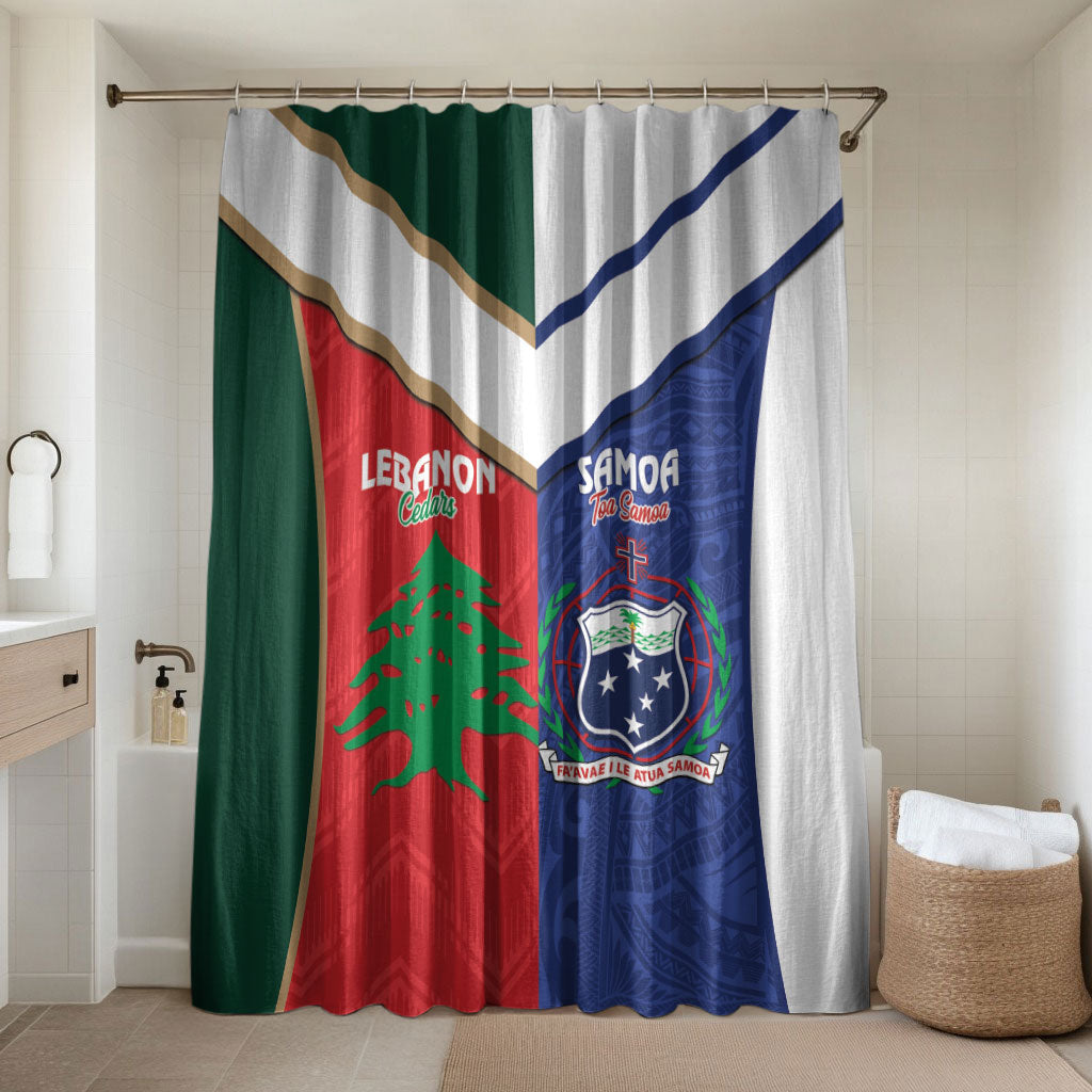Rugby Samoa and Lebanon Bathroom Set Toa Samoa Cedars Together LT14 Shower Curtain Only Multicolor - Polynesian Pride