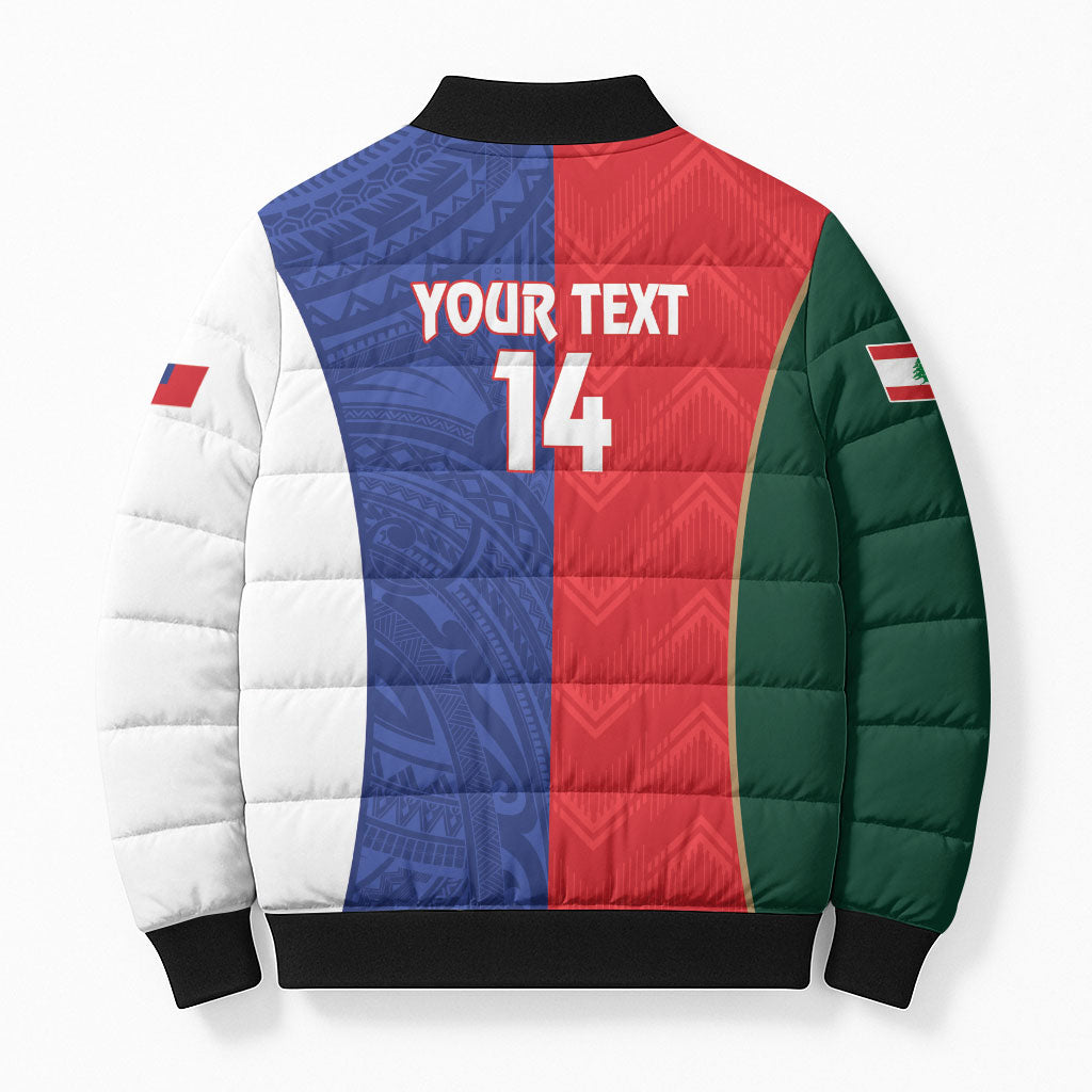 Custom Rugby Samoa and Lebanon Bomber Puffer Jacket Toa Samoa Cedars Together LT14 - Polynesian Pride