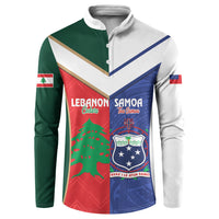 Custom Rugby Samoa and Lebanon Button Sweatshirt Toa Samoa Cedars Together LT14 Multicolor - Polynesian Pride