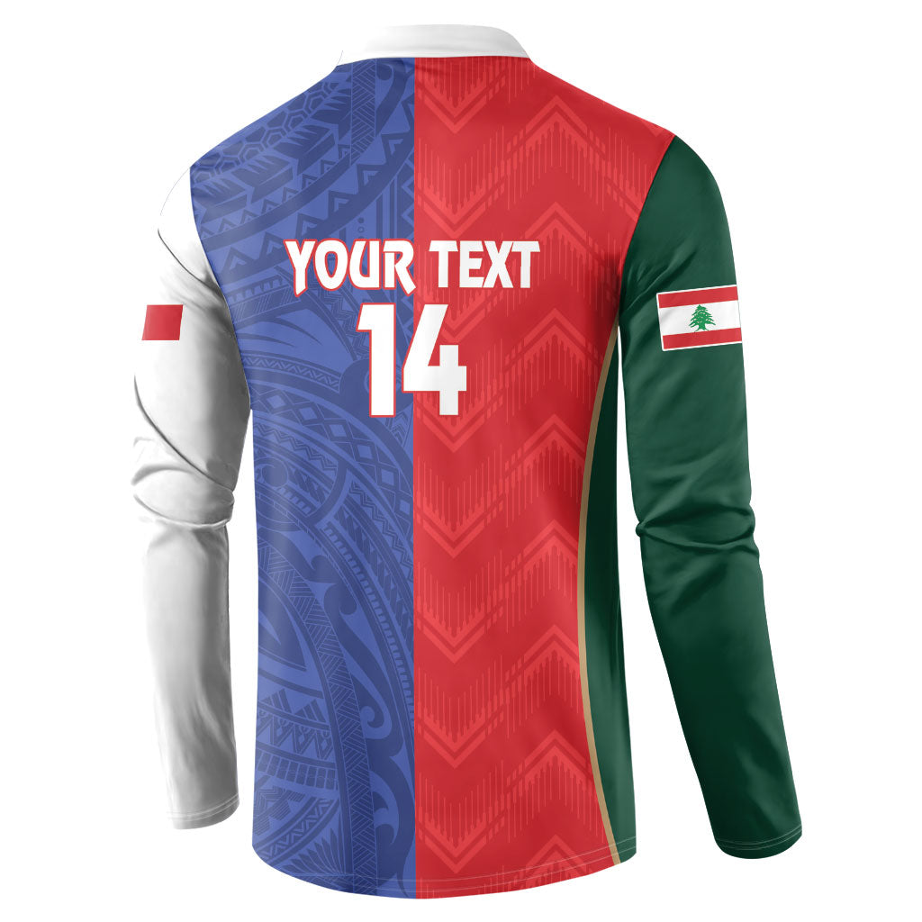 Custom Rugby Samoa and Lebanon Button Sweatshirt Toa Samoa Cedars Together LT14 - Polynesian Pride