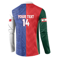 Custom Rugby Samoa and Lebanon Button Sweatshirt Toa Samoa Cedars Together LT14 - Polynesian Pride