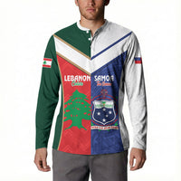 Custom Rugby Samoa and Lebanon Button Sweatshirt Toa Samoa Cedars Together LT14 - Polynesian Pride