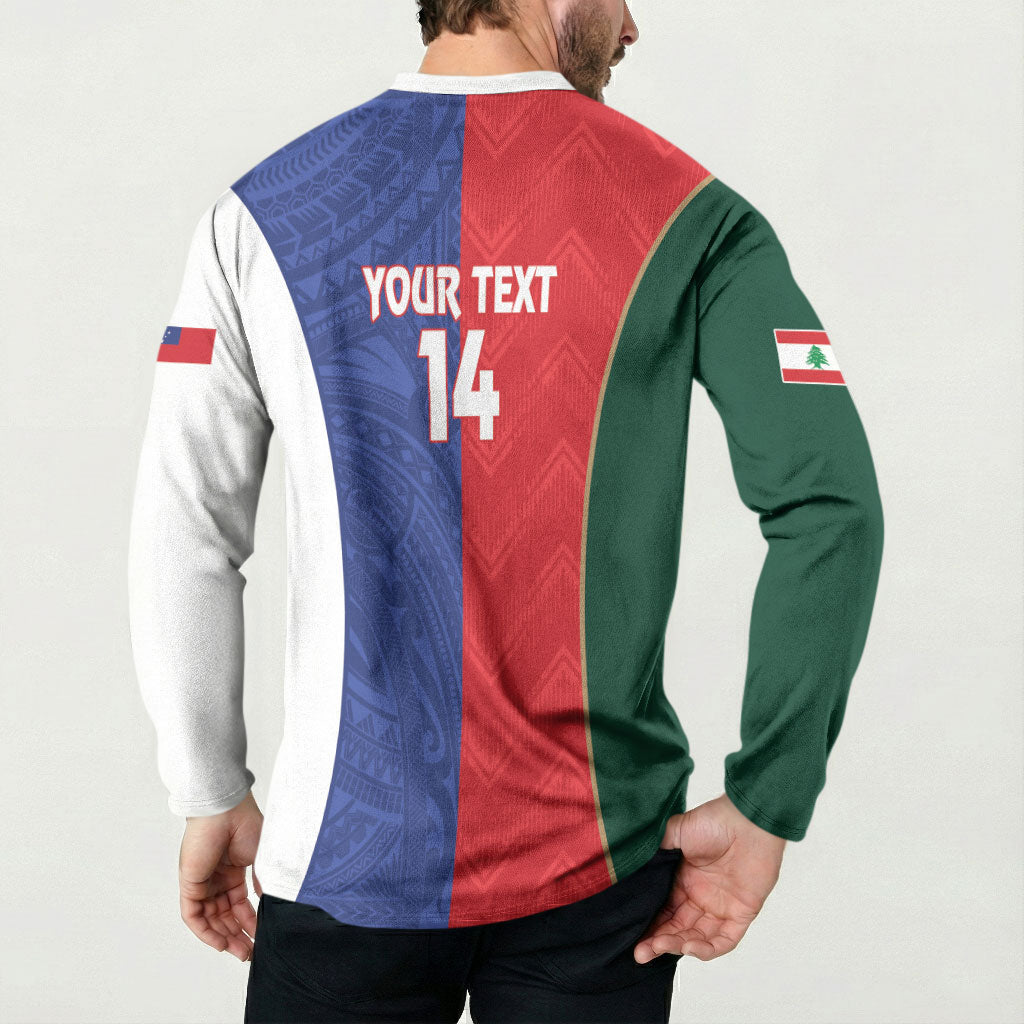 Custom Rugby Samoa and Lebanon Button Sweatshirt Toa Samoa Cedars Together LT14 - Polynesian Pride